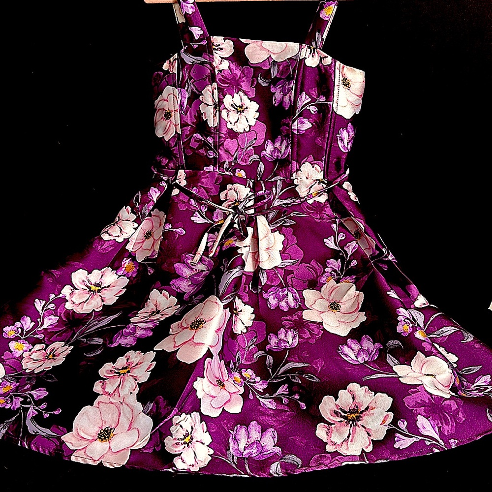 Girls Purple Satin Dress